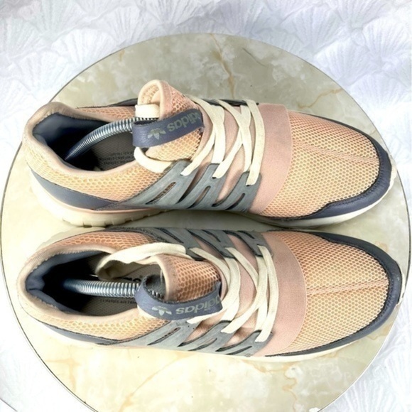 Adidas Tubular Radial Light Orange/Gray Suede Knit Athletic Shoes (size 11) - Picture 7 of 10
